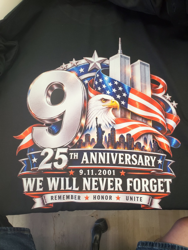 9/11 25th anniversary We Will Never Forget shirt