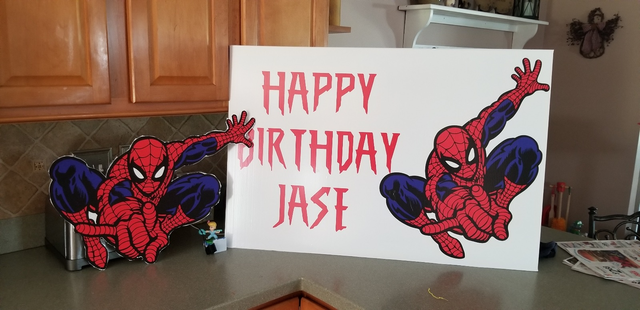 Spider-Man happy birthday sign